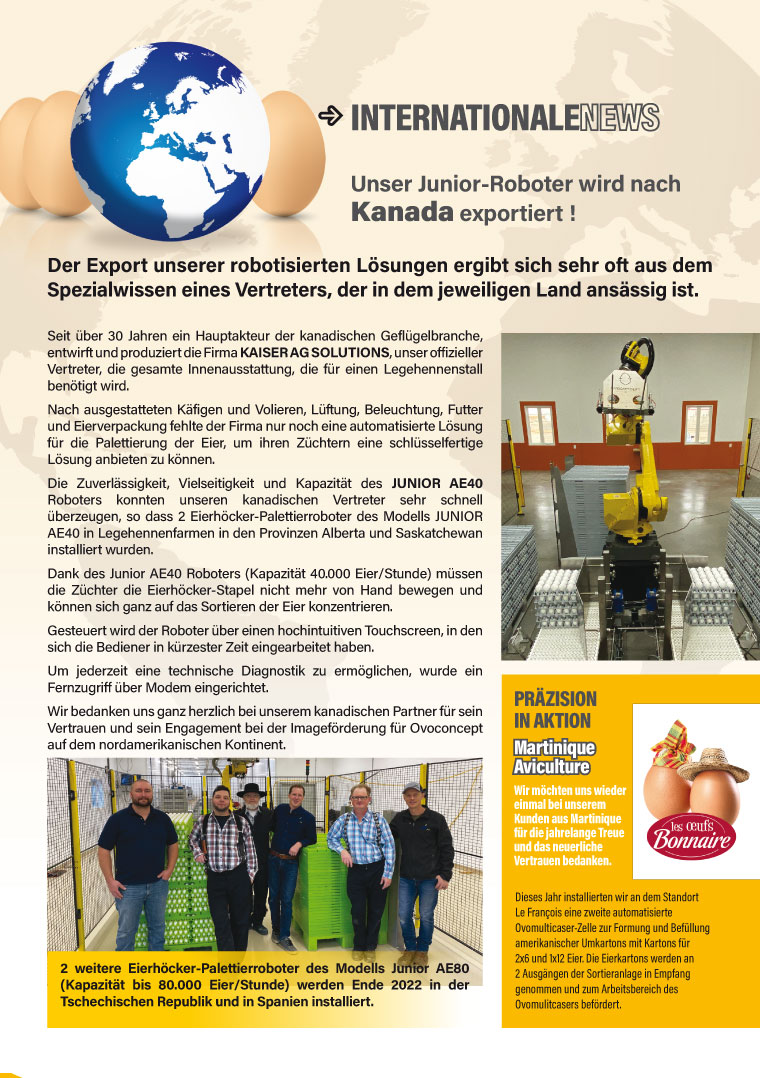 Unser Junior-Roboter wird nach Kanada exportiert !